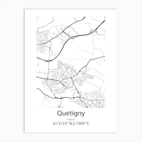 Quetigny,France Minimalist Map Art Print