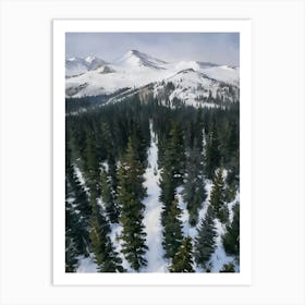 Aerial View Of Snowy Mountains Art Print