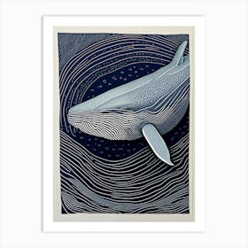 Vintage Whale Linocut 4 Art Print