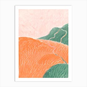 Orange And Green Landscape Art Print