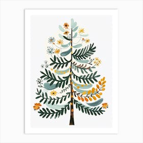 Douglas Fir Tree Illustration Flat 7 Art Print