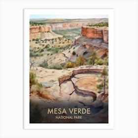 Mesa Verde National Park Watercolour Vintage Travel Poster 2 Art Print