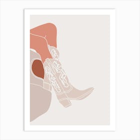 Cowgirl boots print | Neutral coastal cowgirl minimalist western wall art | Art Print