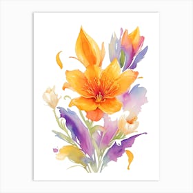 Watercolor Flowers Isolated On White Art Print