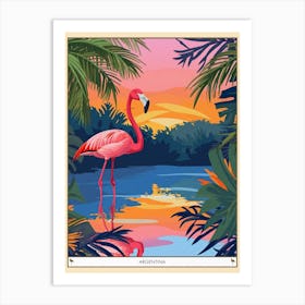 Greater Flamingo Argentina Tropical Illustration 4 Poster Art Print