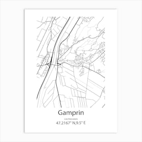 Gamprin,Liechtenstein Minimalist Map Art Print