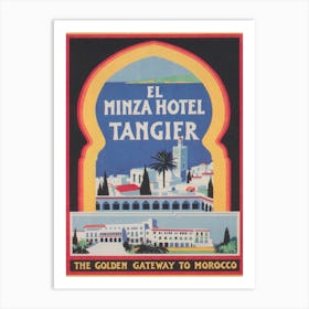 El Minza Hotel Tangier Vintage Travel Poster Art Print