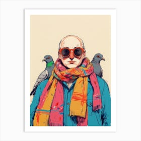 Man With Pigeons Art Print