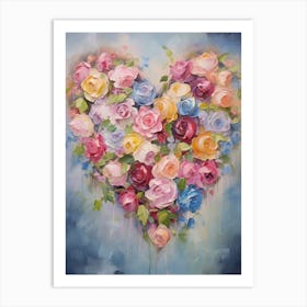 Roses In Heart Formation 2 Art Print