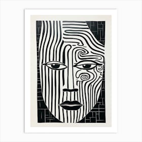 Geometric Linework Face Portrait 5 Art Print