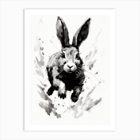 Rabbit Prints Black And White Ink 1 Art Print