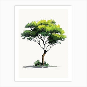 Acacia Tree Pixel Illustration 3 Art Print