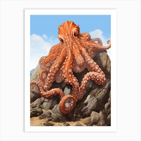 Giant Pacific Octopus Illustration 7 Art Print