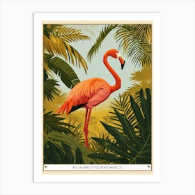 Greater Flamingo Rio Lagartos Yucatan Mexico Tropical Illustration 9 Poster Art Print