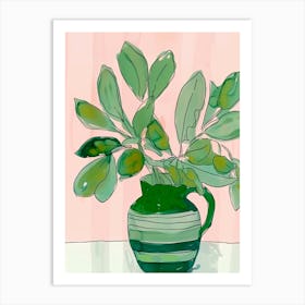 Green Plant In A Vase. Watercolor illustration Art Print