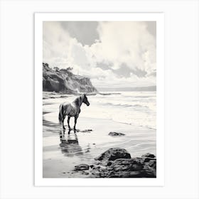 A Horse Oil Painting In Anakena Beach, Easter Island, Portrait 1 Art Print
