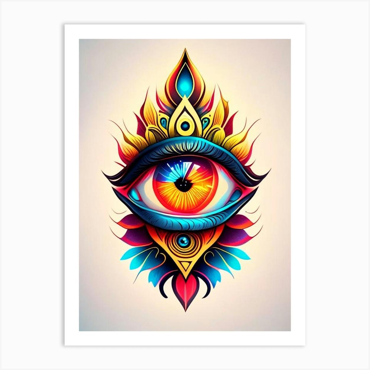 Sacred Heart Eye Neotraditional Tattoo Design - TattooVox