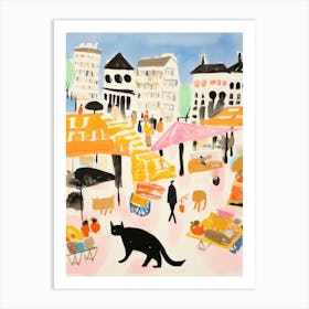 The Food Market In Cambridge 2 Illustration Art Print