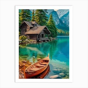 Cabin By The Lake Art Print