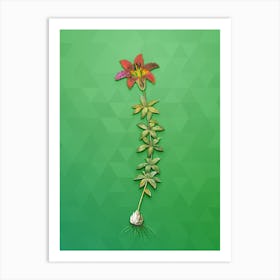 Vintage Wood Lily Botanical Art on Classic Green n.0450 Art Print