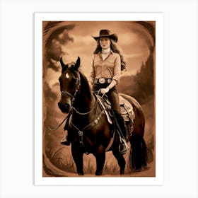 Cowgirl On Horse Vintage Poster 19 Art Print