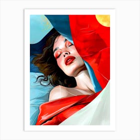 Girl In A Bed Art Print