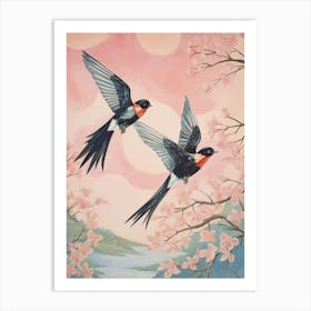 Vintage Japanese Inspired Bird Print Barn Swallow 6 Art Print