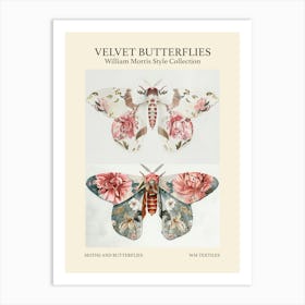 Velvet Butterflies Collection Moths And Butterflies William Morris Style 1 Art Print