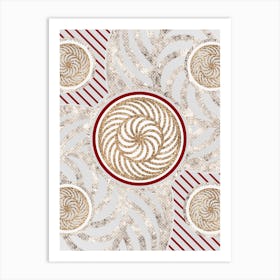 Geometric Abstract Glyph in Festive Gold Silver and Red n.0059 Art Print
