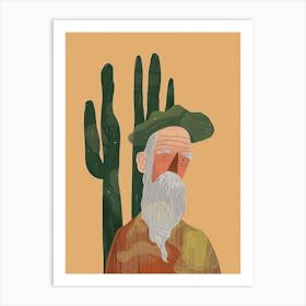 Old Man Cactus Minimalist Abstract Illustration 4 Art Print