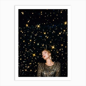 A Cosmic Scene Capturing The Night Sky Aglow With Glittering Stars And A Dusting Of Sparkling Galaxi Art Print