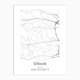 Dilbeek,Belgium Minimalist Map Art Print