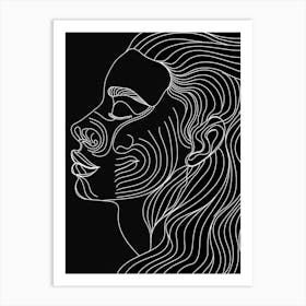 Simplicity Black And White Lines Woman Abstract 4 Art Print