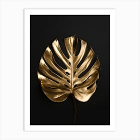 Gold Monstera Leaf Art Print