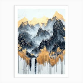 Atlas' Golden Peaks - Luxe Geometrics Art Print