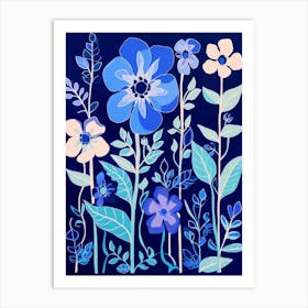 Blue Flower Illustration Delphinium 1 Art Print