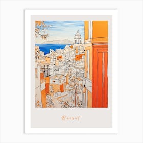 Beirut Lebanon Orange Drawing Poster Art Print
