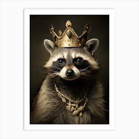 Vintage Portrait Of A Bahamian Raccoon Wearing A Crown 2 Art Print