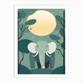 Elephant Jungle Cartoon Illustration 3 Art Print