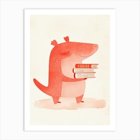 Dinosaur Holding Books Art Print