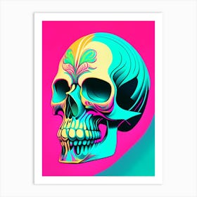 Skull With Tattoo Style Artwork 2 Pastel Pop Art Art Print