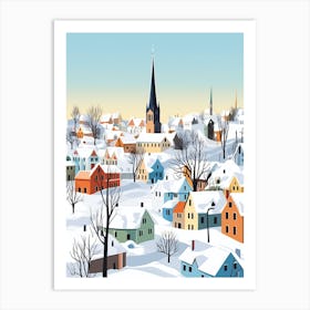 Retro Winter Illustration Tallinn Estonia 1 Art Print