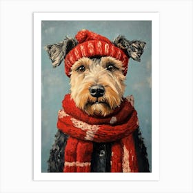 Christmas Airedale 3 Art Print