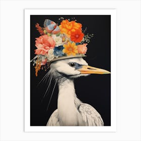 Bird With A Flower Crown Crane 3 Art Print