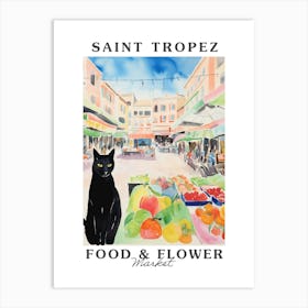 Food Market With Cats In Saint Tropez 1 Poster Art Print