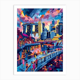 Singapore Skyline, Contemporary Art, Souvenir Art Print