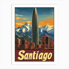 Aihrgdesign A Vintage Travel Poster Of Santiago 5 Art Print