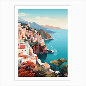 Amalfi Coast, Italy, Geometric Illustration 3 Art Print