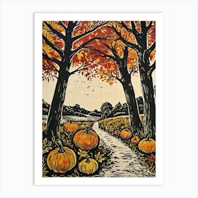 Pumpkins On The Path Art Print