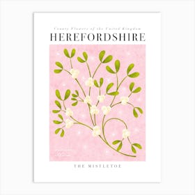 UK County Flowers Herefordshire Mistletoe Art Print